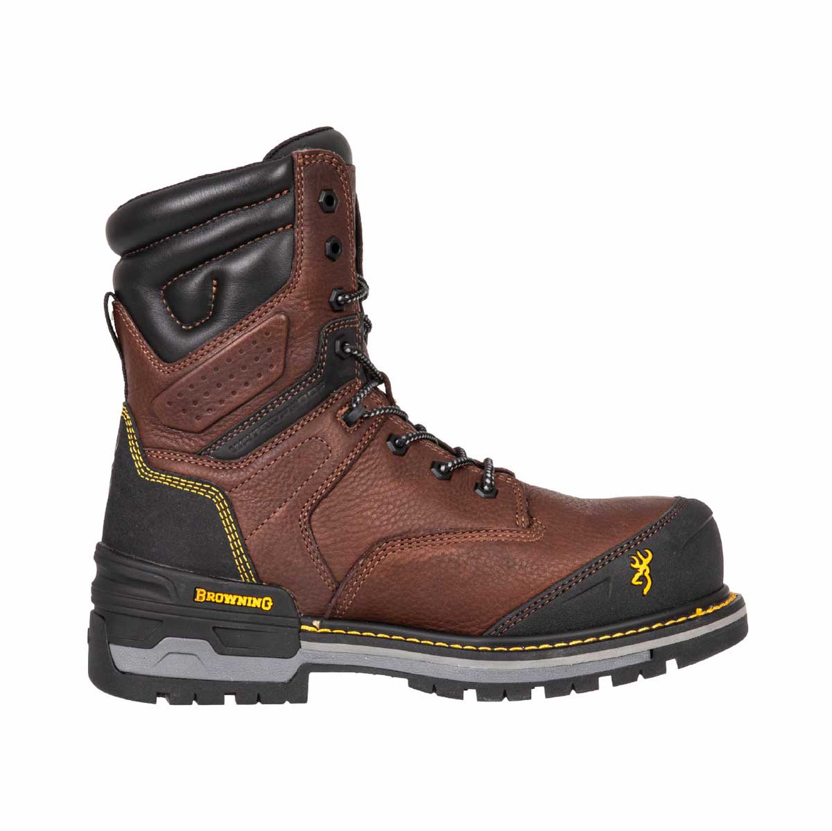 Botte de travail Griffond Browning. Semelle TRXION résistant huiles et acides, construction Goodyear, isolation Thinsulate 200g. Durable et ressemelable.