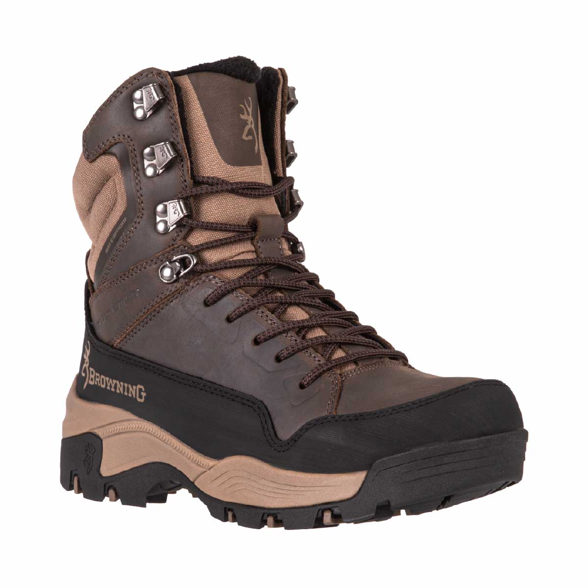 Botte de chasse Huntsman Browning en cuir huilé Crazy Horse. Isolation PrimaLoft 100g, membrane imperméable respirante. Terrains accidentés et longues marches.