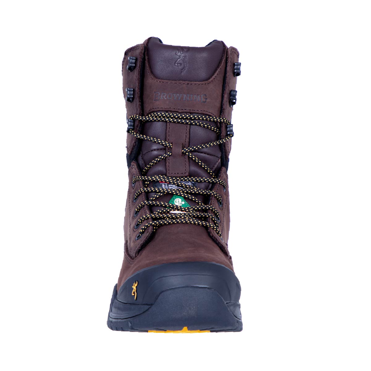 Botte de travail Avenger 8 Browning légère. Embout composite CSA, semelle EVA renforcée, cuir huilé. Construction légère, longues journées de travail intensif.