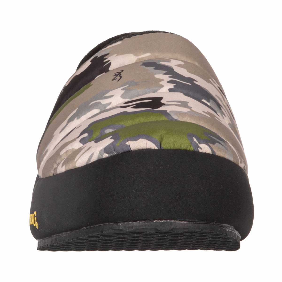 Pantoufle Shelter Browning avec isolation Thinsulate 100g. Doublure polaire, semelle caoutchouc, traitement Microban. Chaleur et confort pour temps froid.