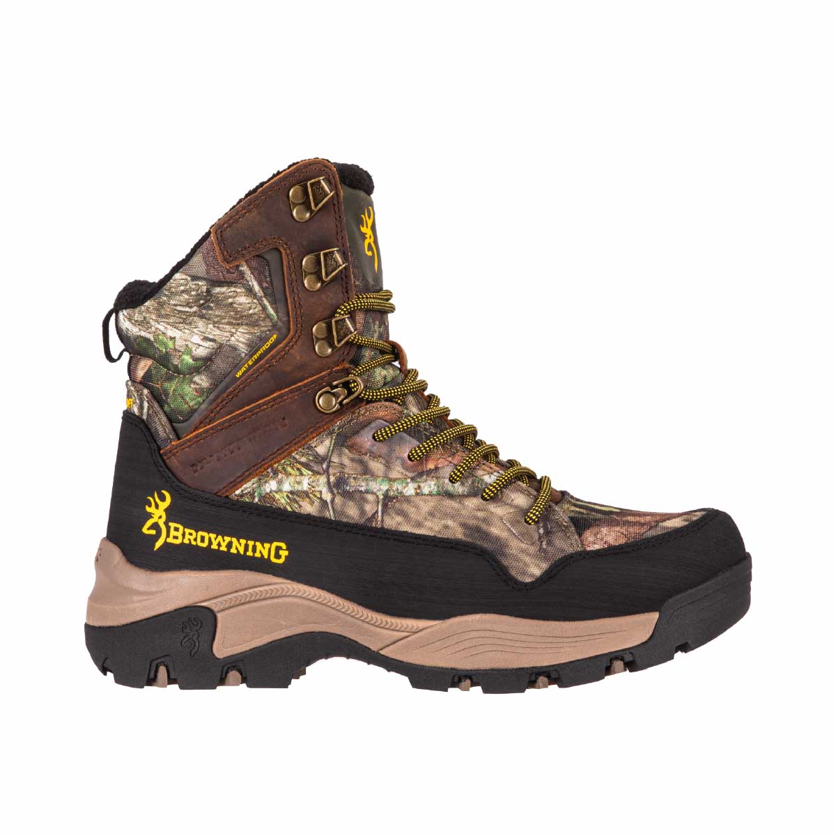 Botte de chasse Huntsman Browning en cuir huilé Crazy Horse. Isolation PrimaLoft 100g, membrane imperméable respirante. Terrains accidentés et longues marches.