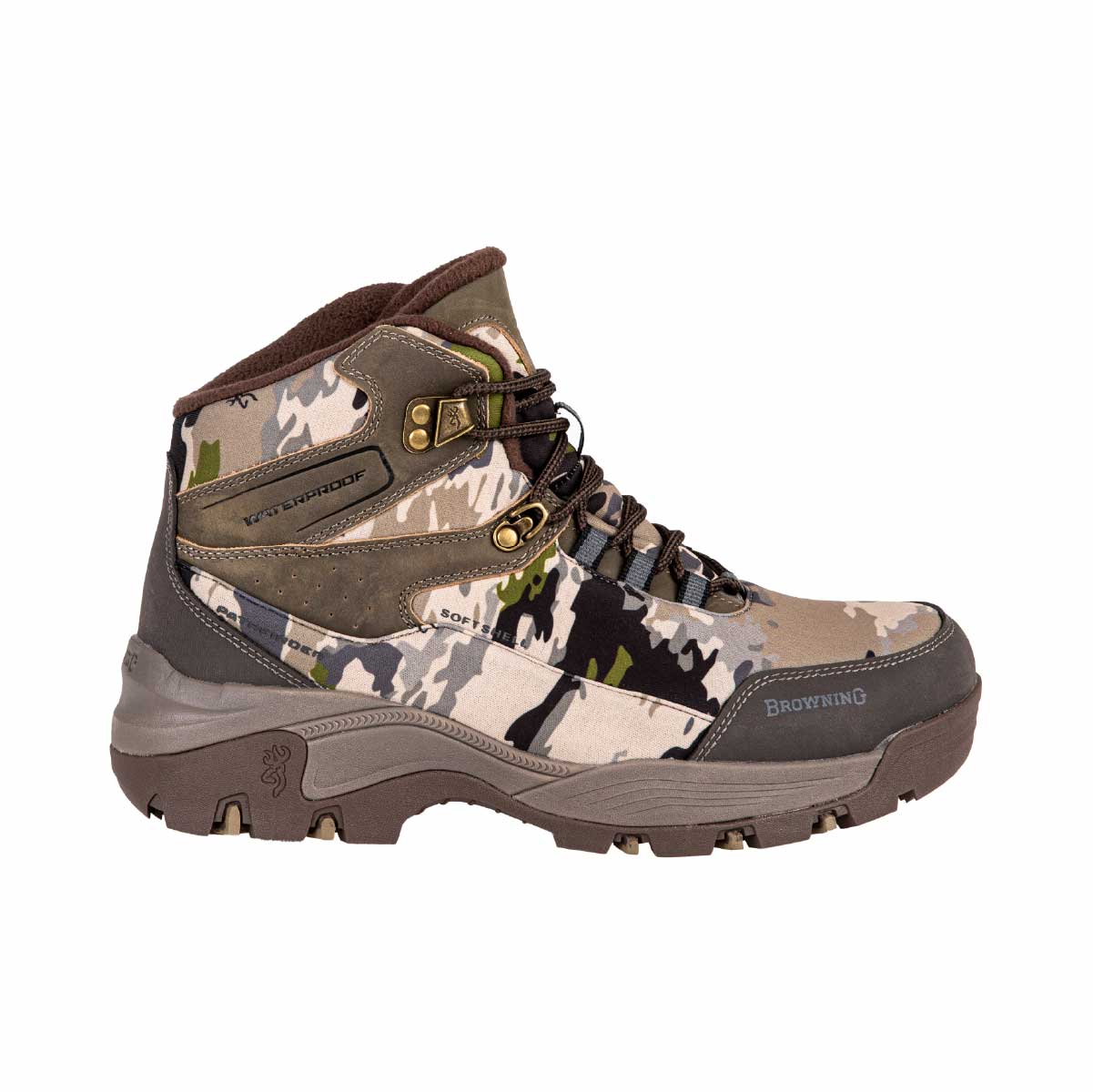 Botte de chasse courte Pathfinder Browning. Isolation Thinsulate 400g, membrane imperméable, semelle EVA légère. Idéale longues marches et terrains variés.