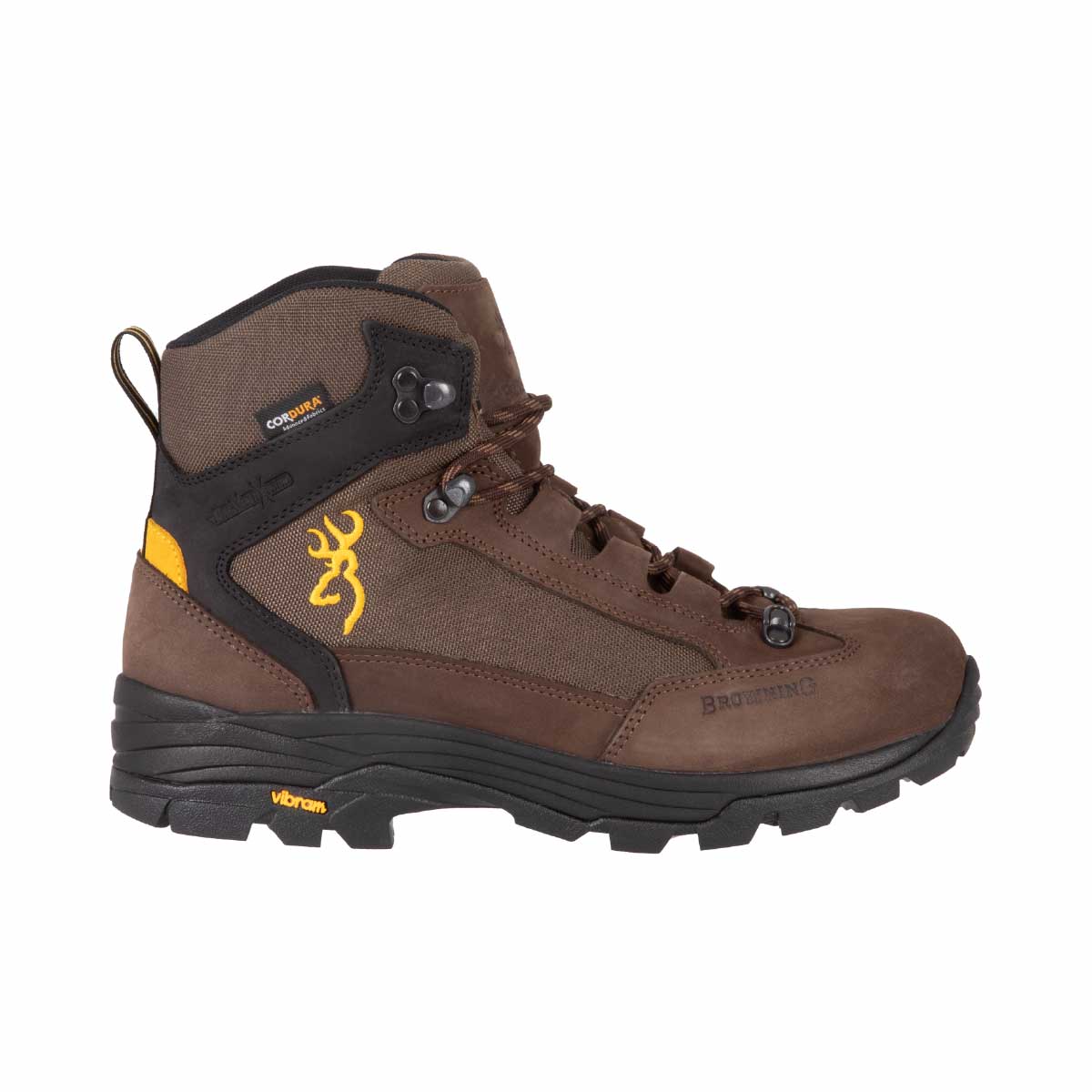 Botte de chasse Arya Browning légère avec semelle Vibram et membrane Prevent Extreme exclusive. Cuir nubuck, Cordura. Idéale terrains variés et pentes.
