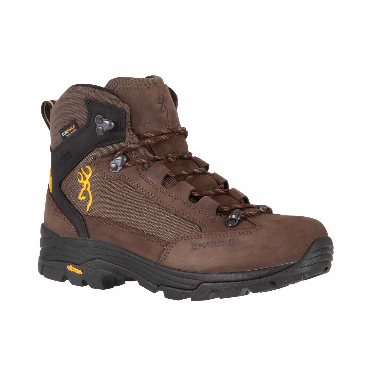 Botte de chasse Arya Browning légère avec semelle Vibram et membrane Prevent Extreme exclusive. Cuir nubuck, Cordura. Idéale terrains variés et pentes.
